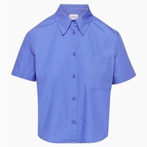 Aritzia Sunday Best Eliza Cropped Blouse Blue Size M